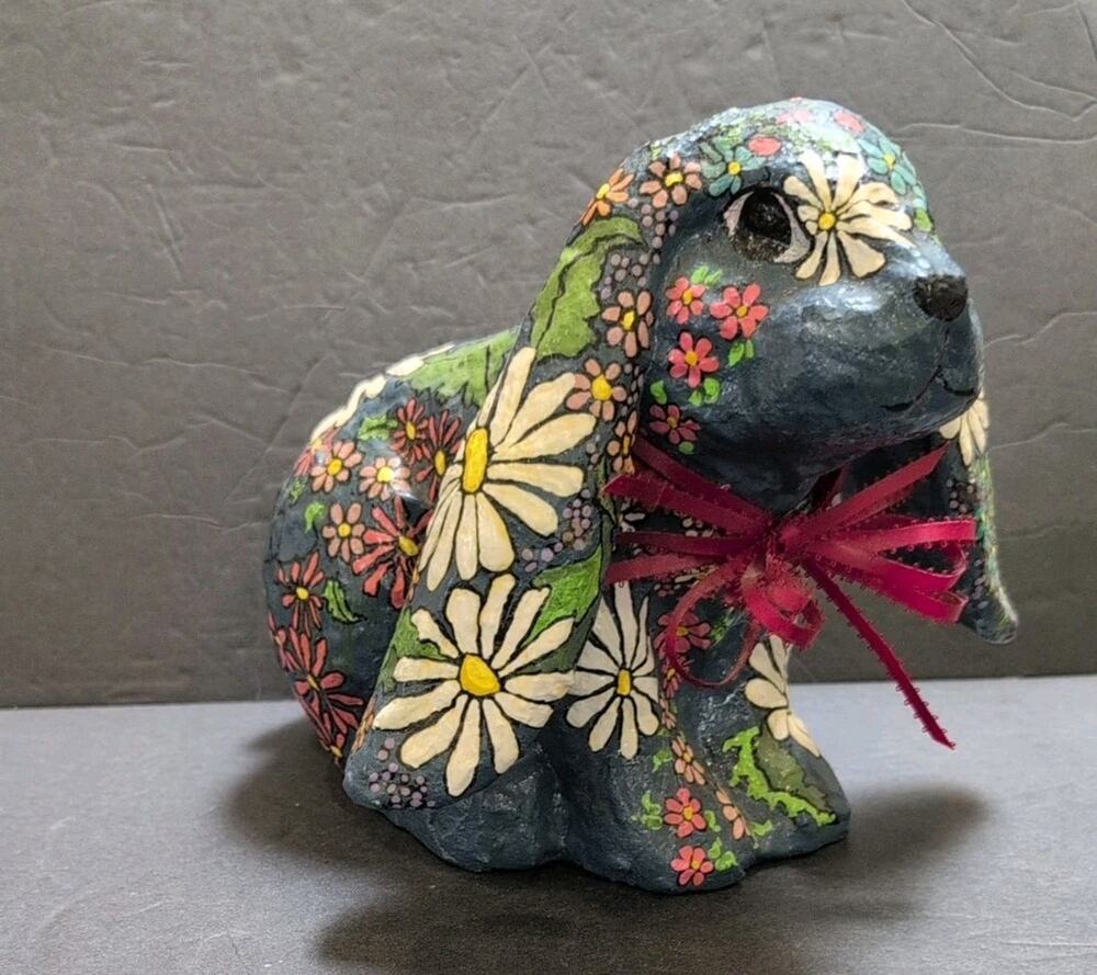 Vintage Paper Mache Hand-painted Long Eared Bunny Decoupage Cottage Core